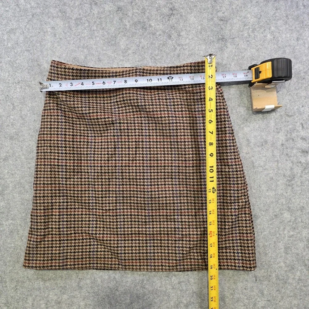 J.Crew Skirt Womens 10 Brown Wool‎ Tweed Houndstooth Pencil Lined Fall NWT